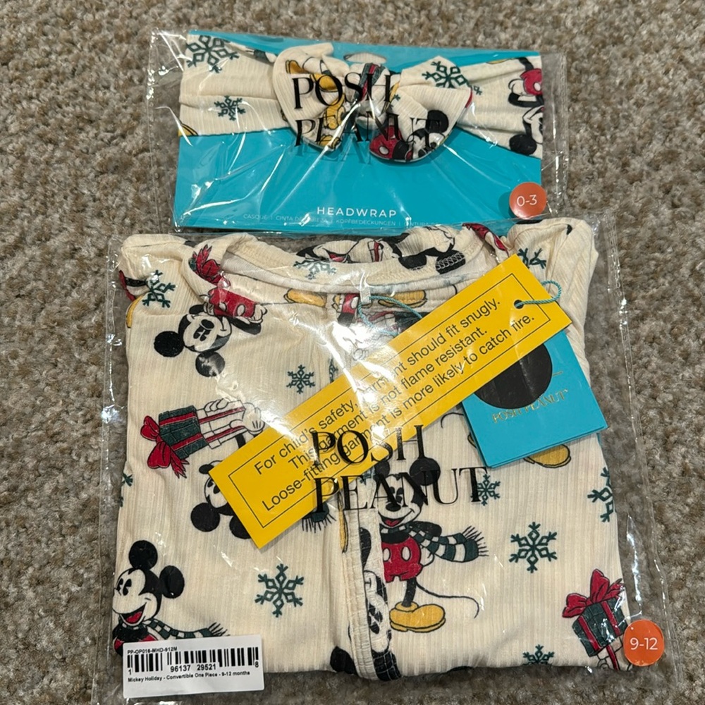Posh Peanut Mickey Holiday Convertible 1 piece w/ matching Headwrap